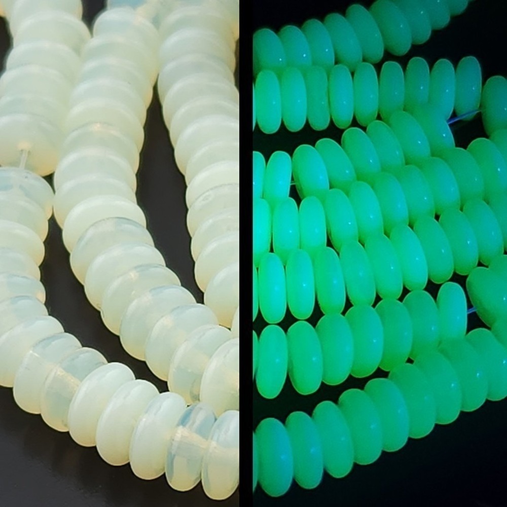 200pcs Vaseline Uranium Glass Beads Czech 6MM Rondelle Disc UV Light Reactive